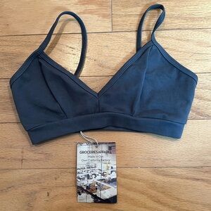 V-Bra NWT Groceries Apparel Bralette Grey Small Organic Cotton Womens Made USA